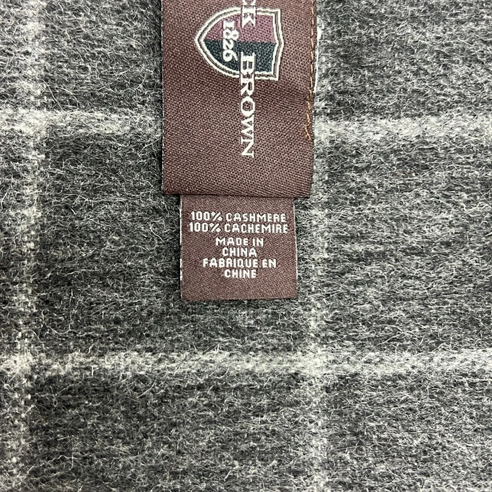 Black Brown 100% Cashmere Scarf Gray Windowpane Mens Quiet Luxury Preppy Prep